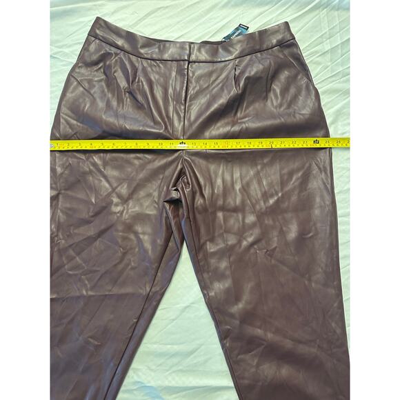 Express Womens Modern Straight High Rise Faux Leather Pants Sz 18S Purple - Picture 11 of 11